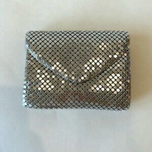Y&S Silver Metal Mesh Clutch Handbag Purse w/ Optional Chain Strap
